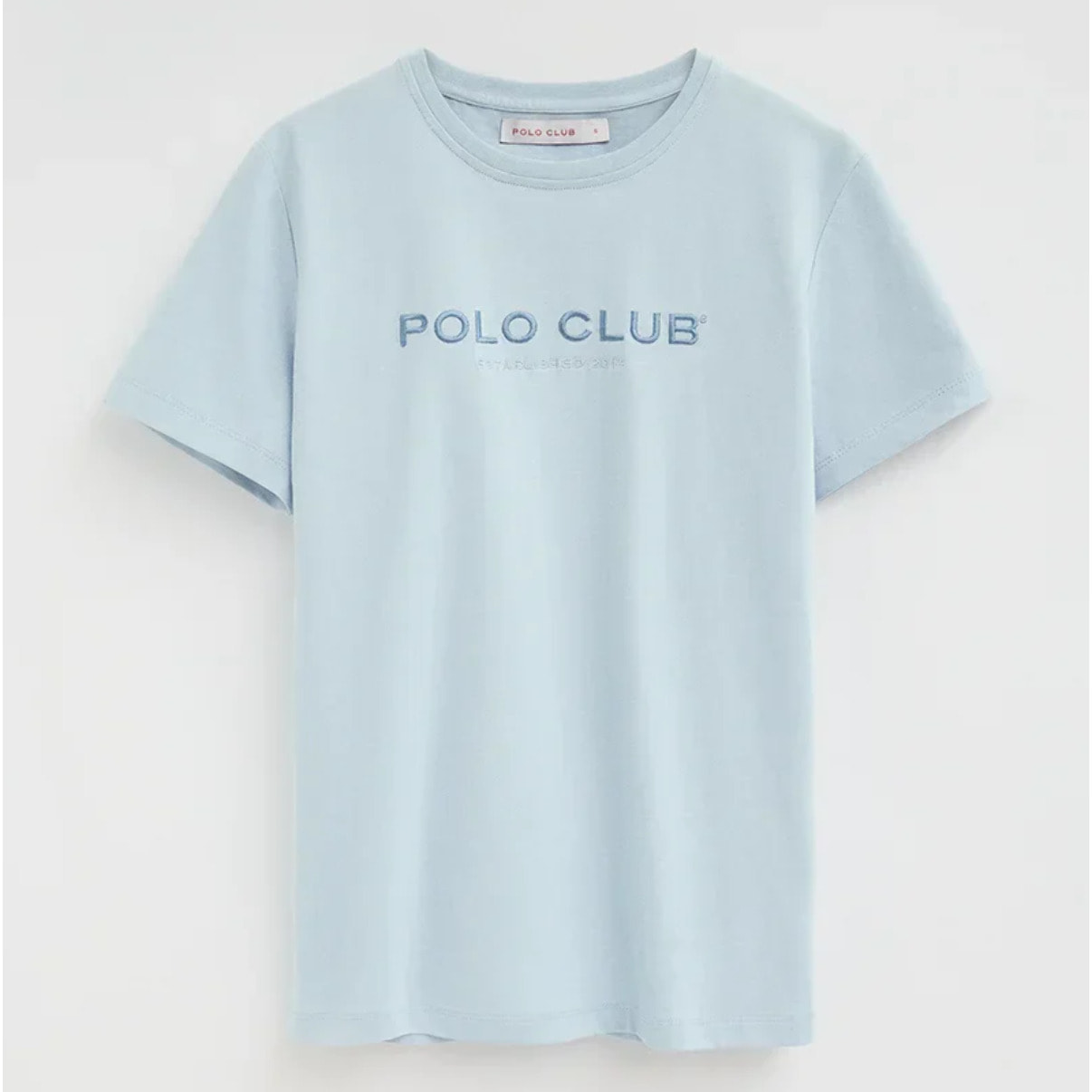 Camiseta azul claro de corte slim con bordado Established 2012 Polo Club