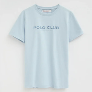 Camiseta azul claro de corte slim con bordado Established 2012 Polo Club