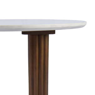 Table basse ovale bois d'hévéa plateau effet pierre GABRIELLE