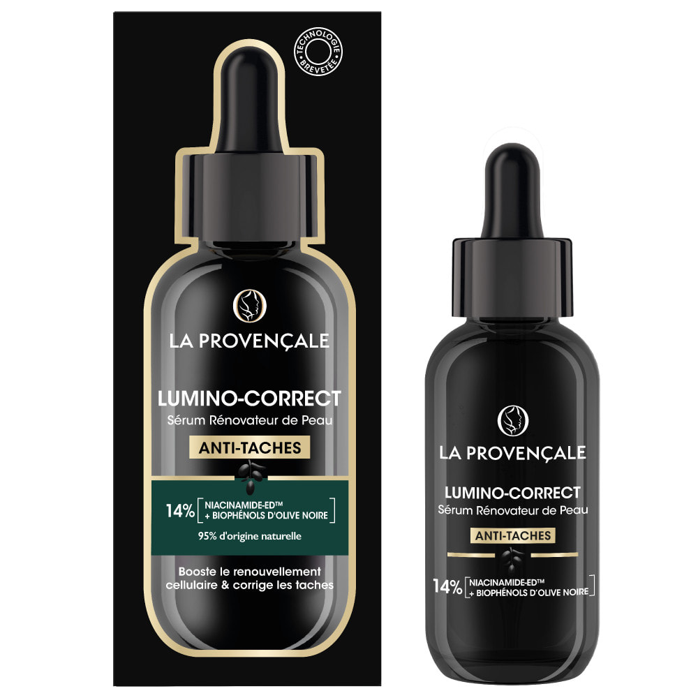 La Provençale Lumino-Correct - Sérum Rénovateur de Peau - Anti-taches & Eclat – Biophénols d'Olive noire & Niacinamide - Toutes