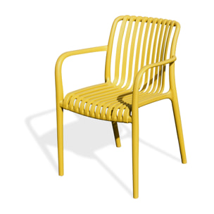 TIAGO - Fauteuil de jardin empilable en Polypropylène jaune moutarde