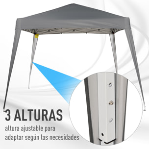 Carpa Plegable 2,4x2,4m Cenador de Jardín Impermeable Diseño Pop Up de Acero y Cubierta de Tela Oxford Gazebo para Exterior Gris