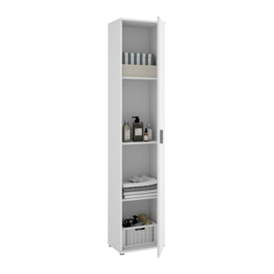 Armadio multiuso Lagalb, Mobile multifunzione portascope, Armadio alto multiuso a 1 anta, 39x35h190 cm, Bianco