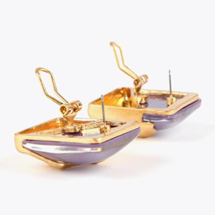 Orecchini a bottone quadrato in acetato