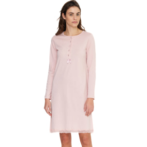 Camicia da notte donna lily in jersey invernale con collo cinque bottoni Noidinotte