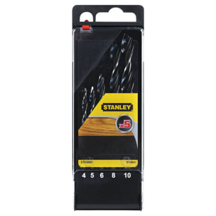 Stanley Cassette de 5 mèches à bois 3 pointes 4-10mm