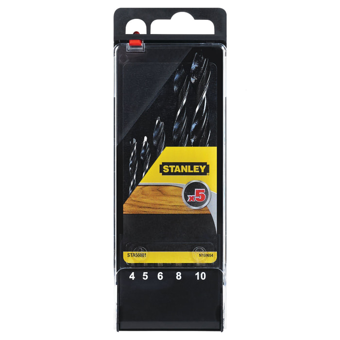 Stanley Cassette de 5 mèches à bois 3 pointes 4-10mm