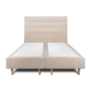 Lit avec tête de lit capitonnée tissu et sommier tapissier Ep20