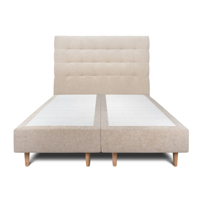 Lit avec tête de lit capitonnée tissu et sommier tapissier Ep20