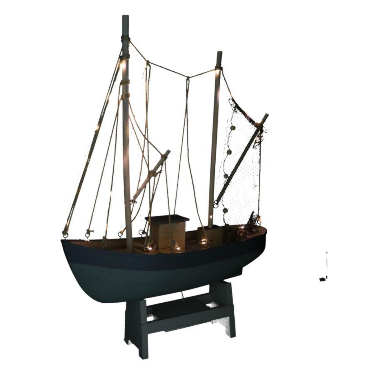 Barca in legno con led cm43xh62x14