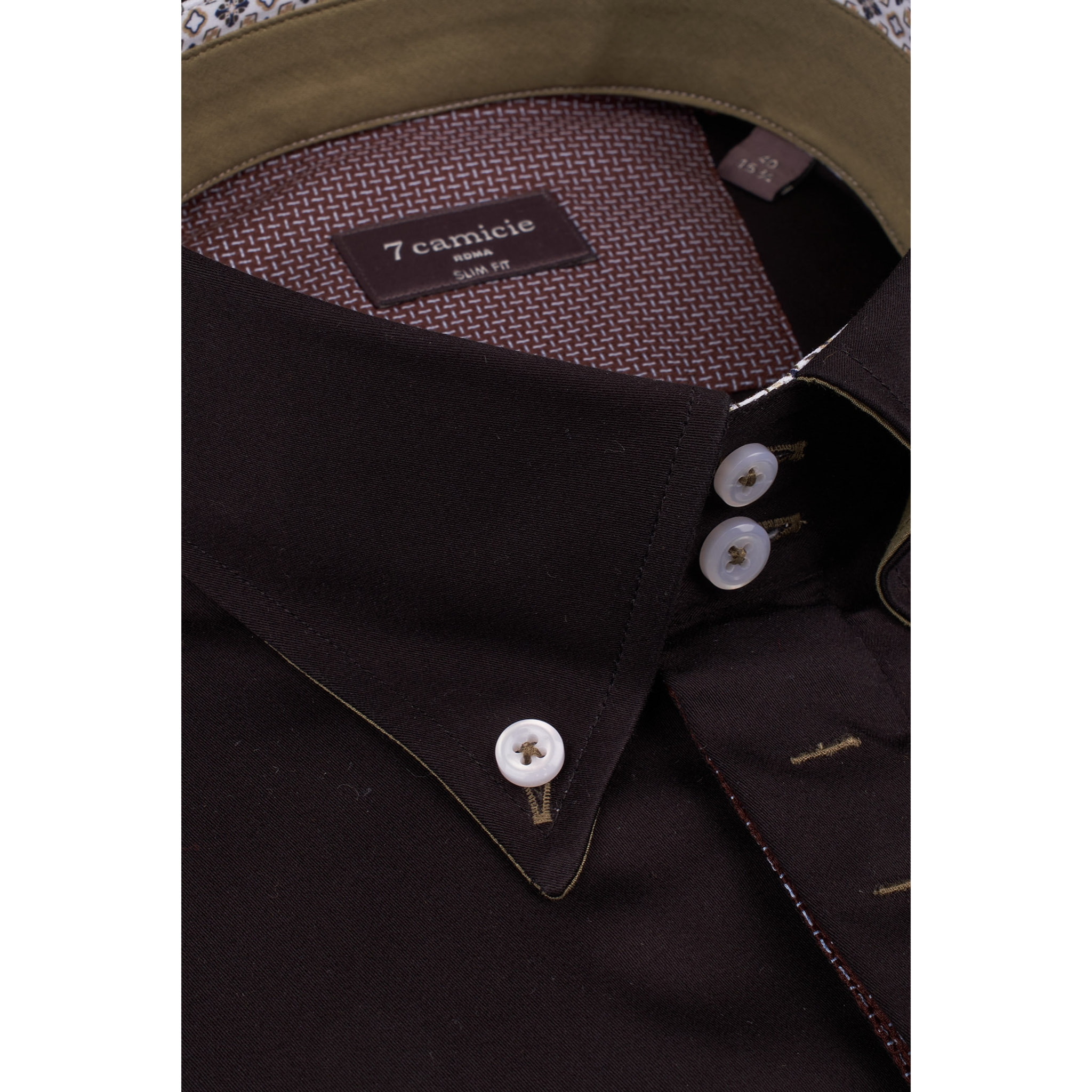 Camicia Uomo 2 Bottoni Button Down Slim Satin Unito Nero