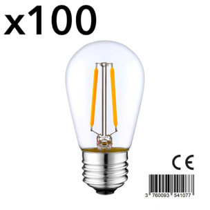 Lot de 100 ampoules filaments LED XENA E27 2W