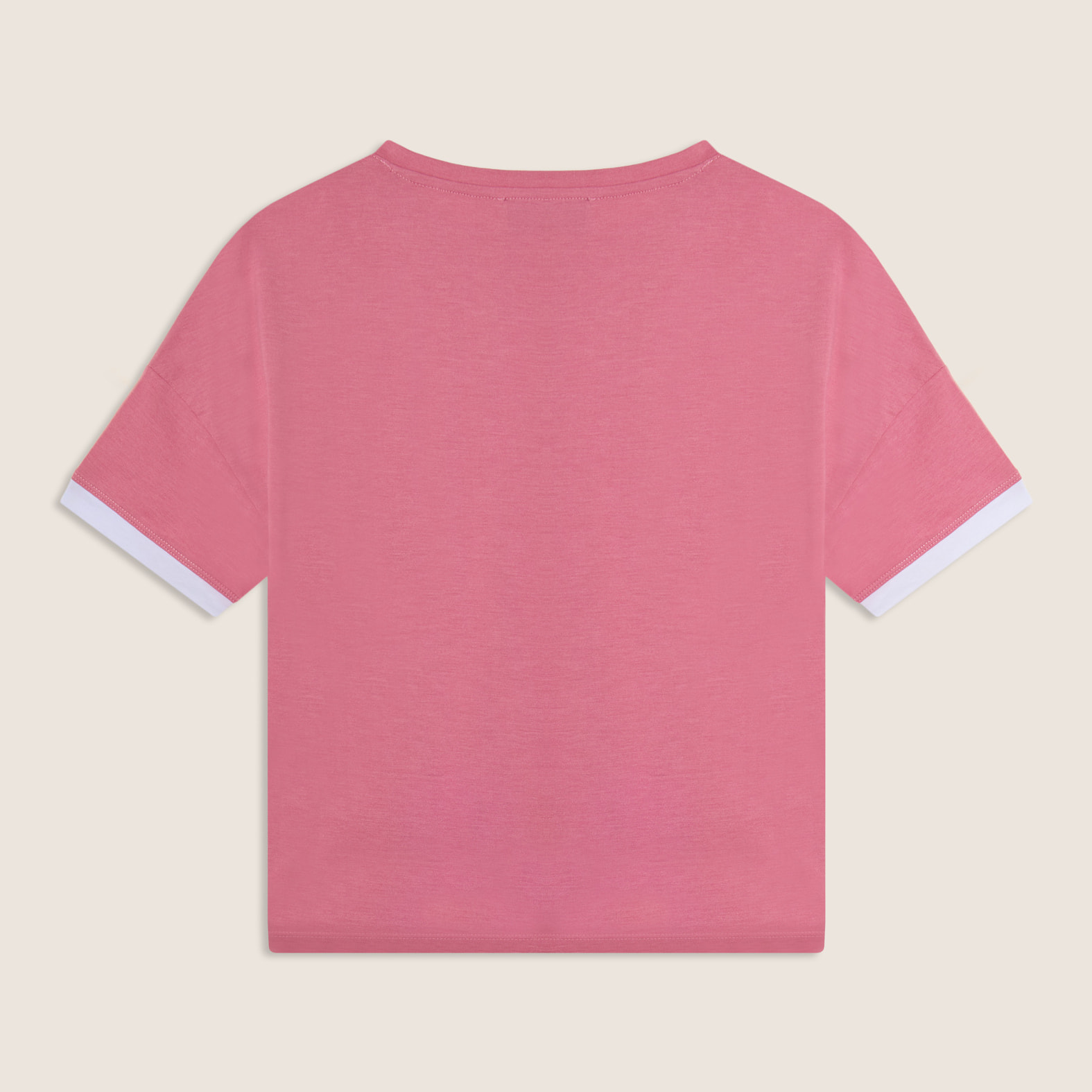 T-shirt con stampa MOV perlata e dettagli a contrasto