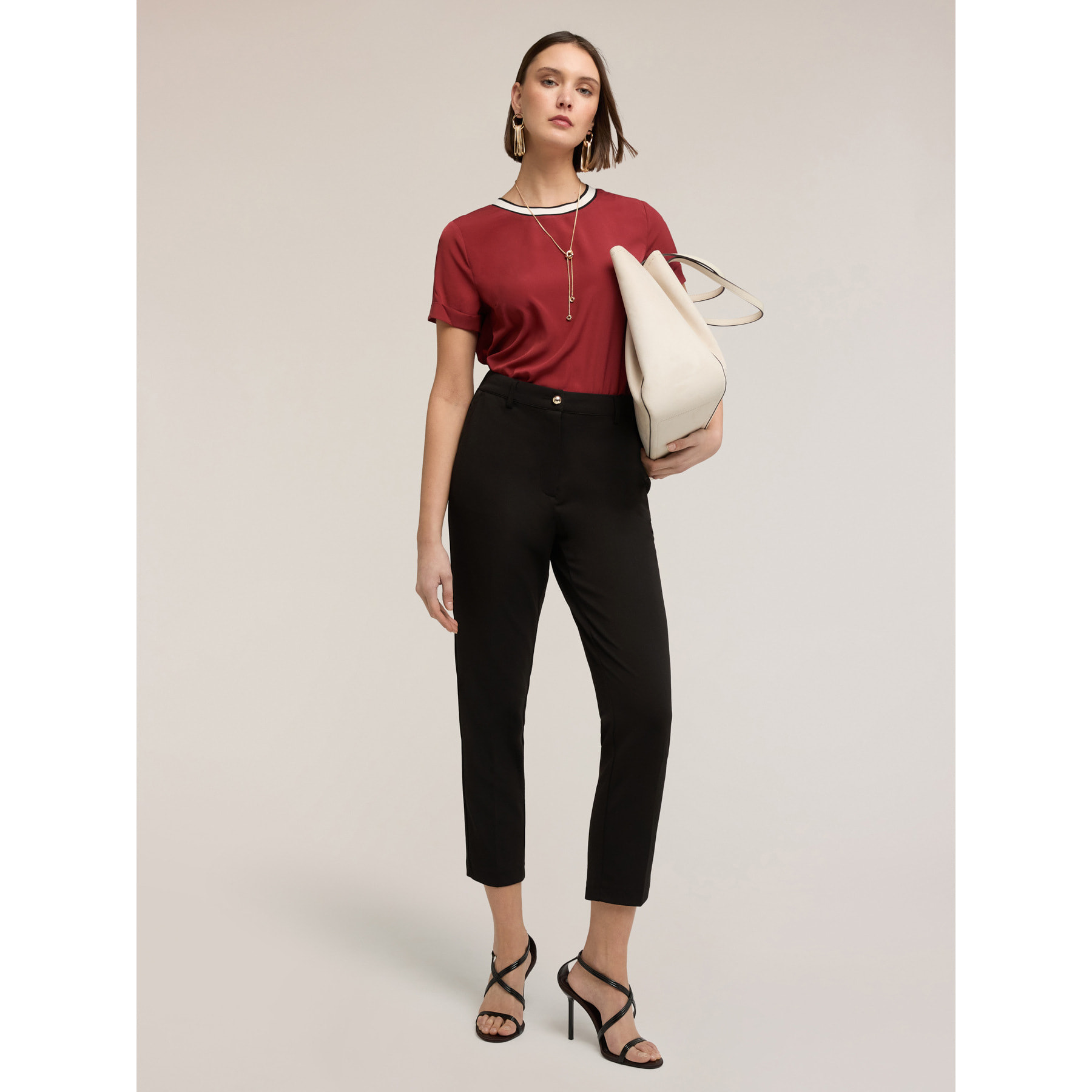 Motivi - Pantalones chino en tejido de sarga - Negro