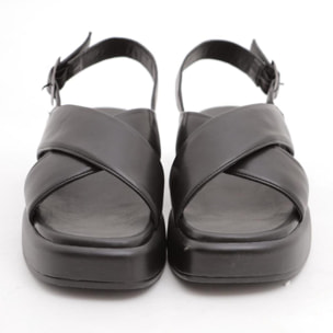 SANDALO FLATFORM INCROCIO CHOCOLA' NERO