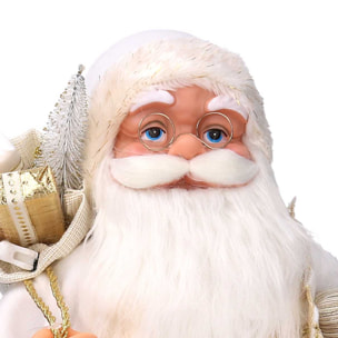 Babbo natale in tessuto bianco e oro cmh60