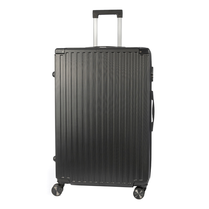 DAM Valigia grande volume trolley rigido ultraleggero, in ABS ad alta resistenza con angoli rinforzati. Chiusura numerica e 4 ruote doppie estraibili e rotanti a 360°. 50x29x76 Cm. Colore: Nero