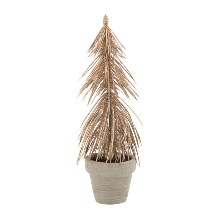 J-Line décoration Sapin En Pot Paillettes - plastique - champagne - 2 pcs