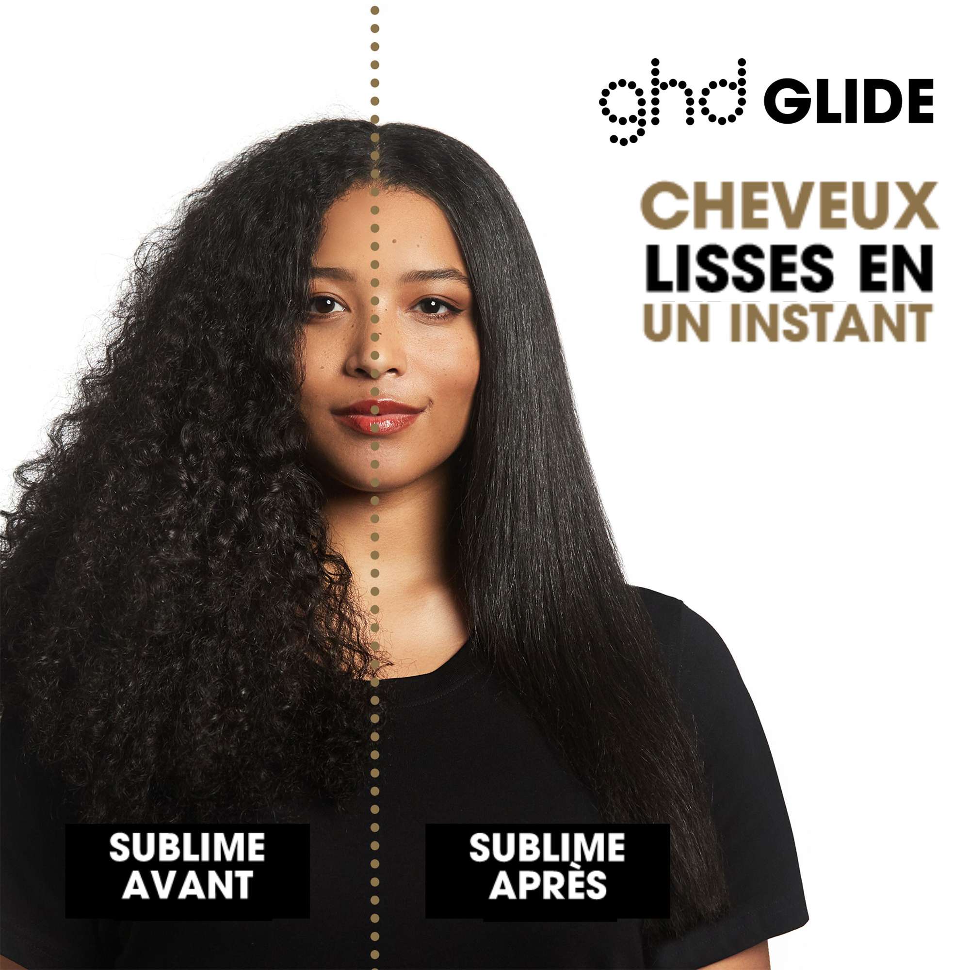 Coffret brosse lissante ghd glide, sa brosse à cheveux et sa pochette thermorésistante