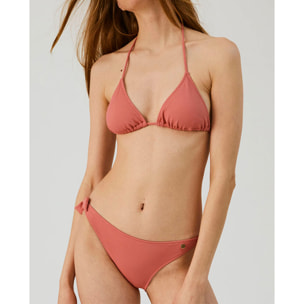 Top de bikini triangular de cortina en tejido piqué