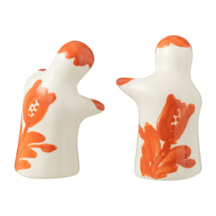 J-Line salière + poivrière Granada - céramique - blanc/orange