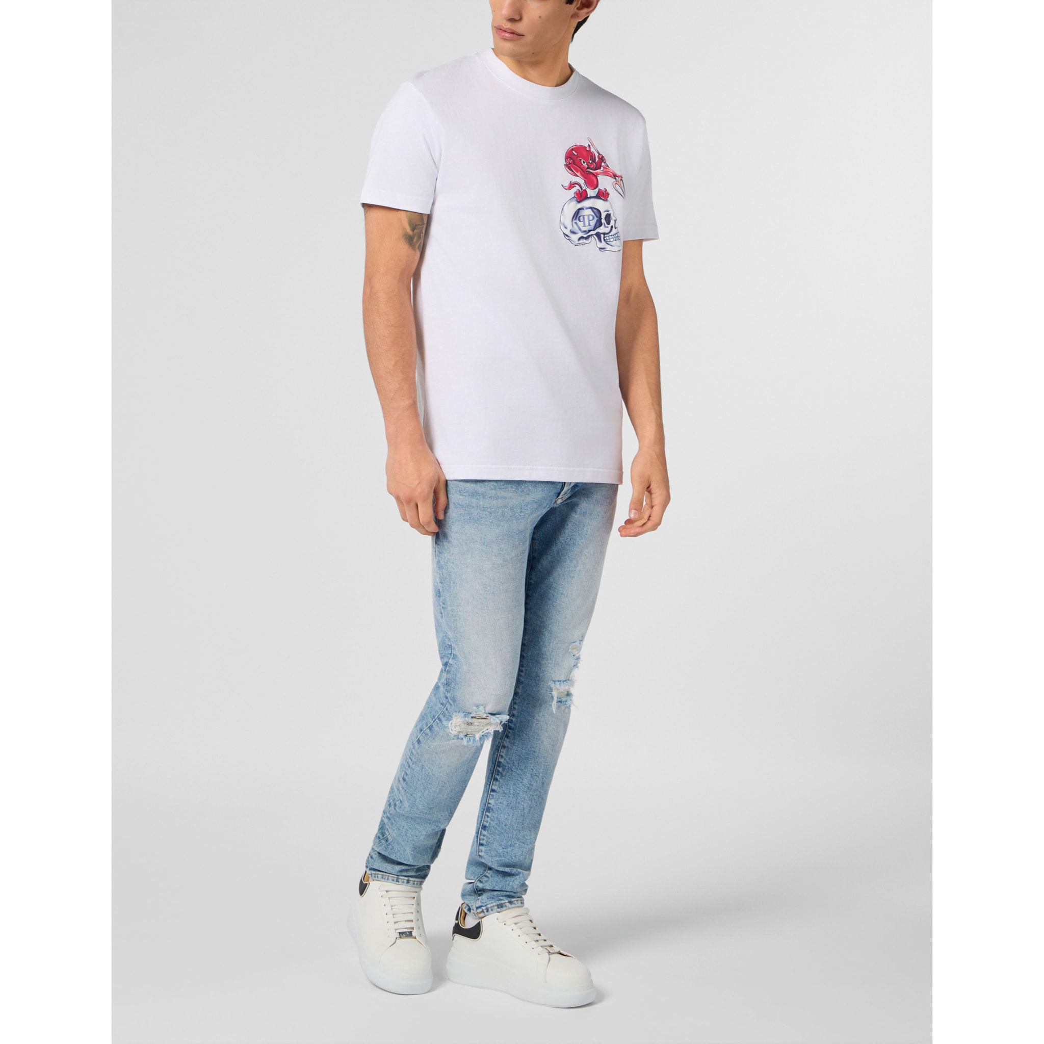 PHILIPP PLEIN Round Neck T-Shirt Baby Devil Small