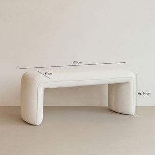 Banc en tissu bouclette beige et structure en bois MALO