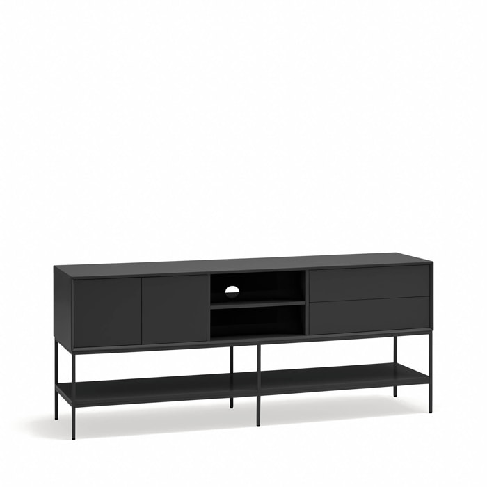 Mueble de televisión Platt 2 puertas y 2 cajones negro