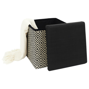 Coffre Pouf Pliable Tresse Noir