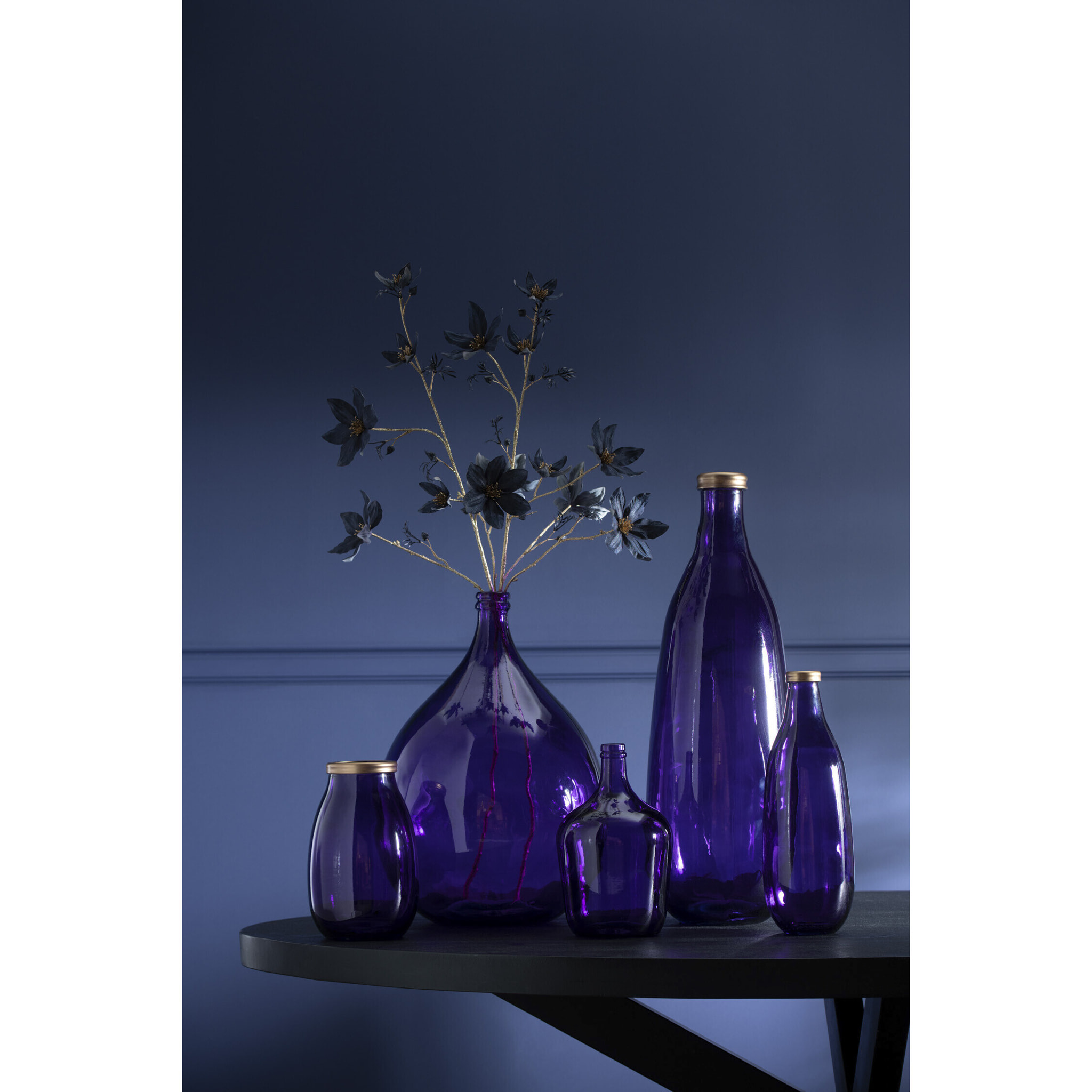 J-Line Vase Bord Or Verre Mauve S