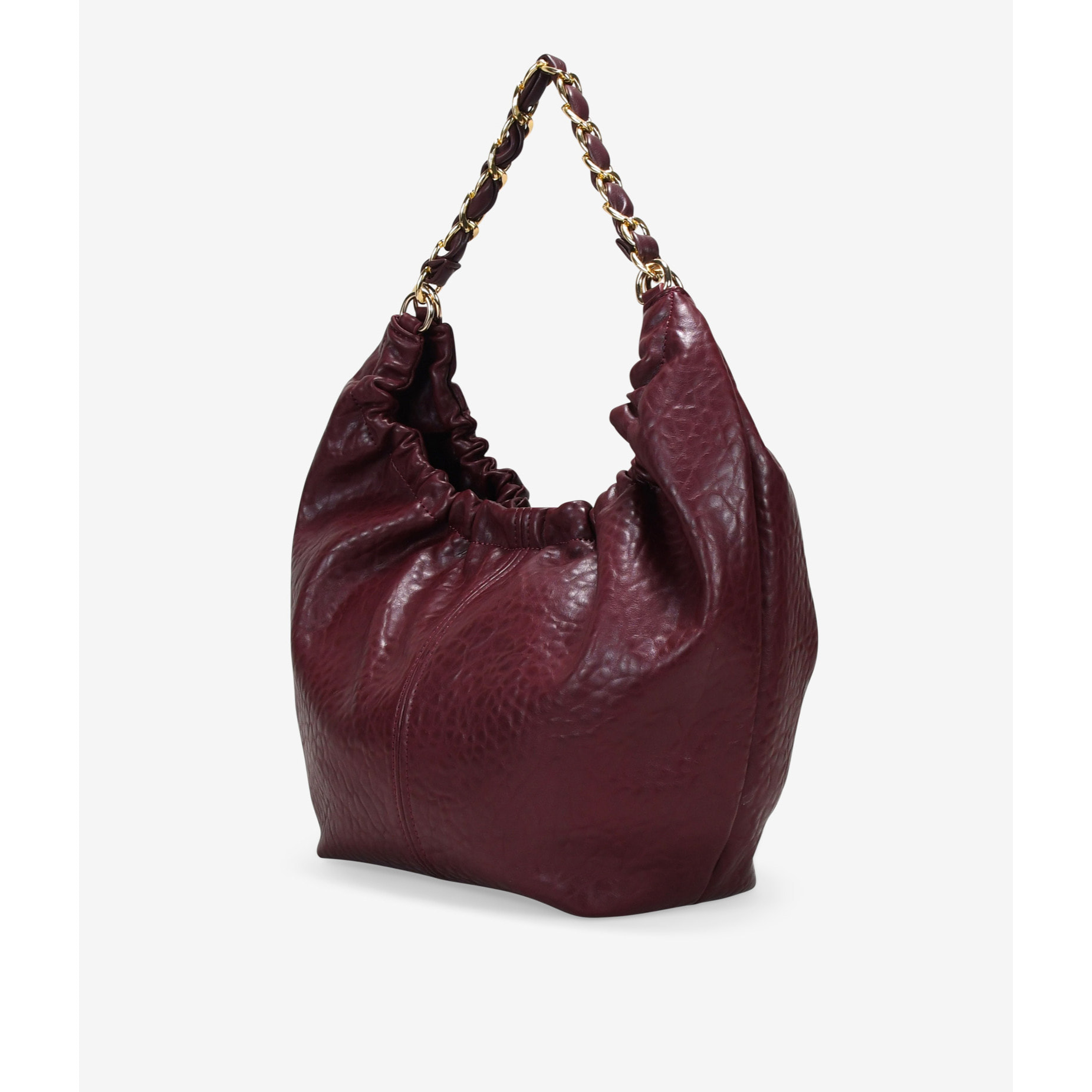 Bolso de hombro burdeos con cadena