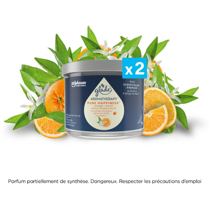 Glade® Aromatherapy - Bougie - PURE HAPPINESS™ Orange & Néroli X 2