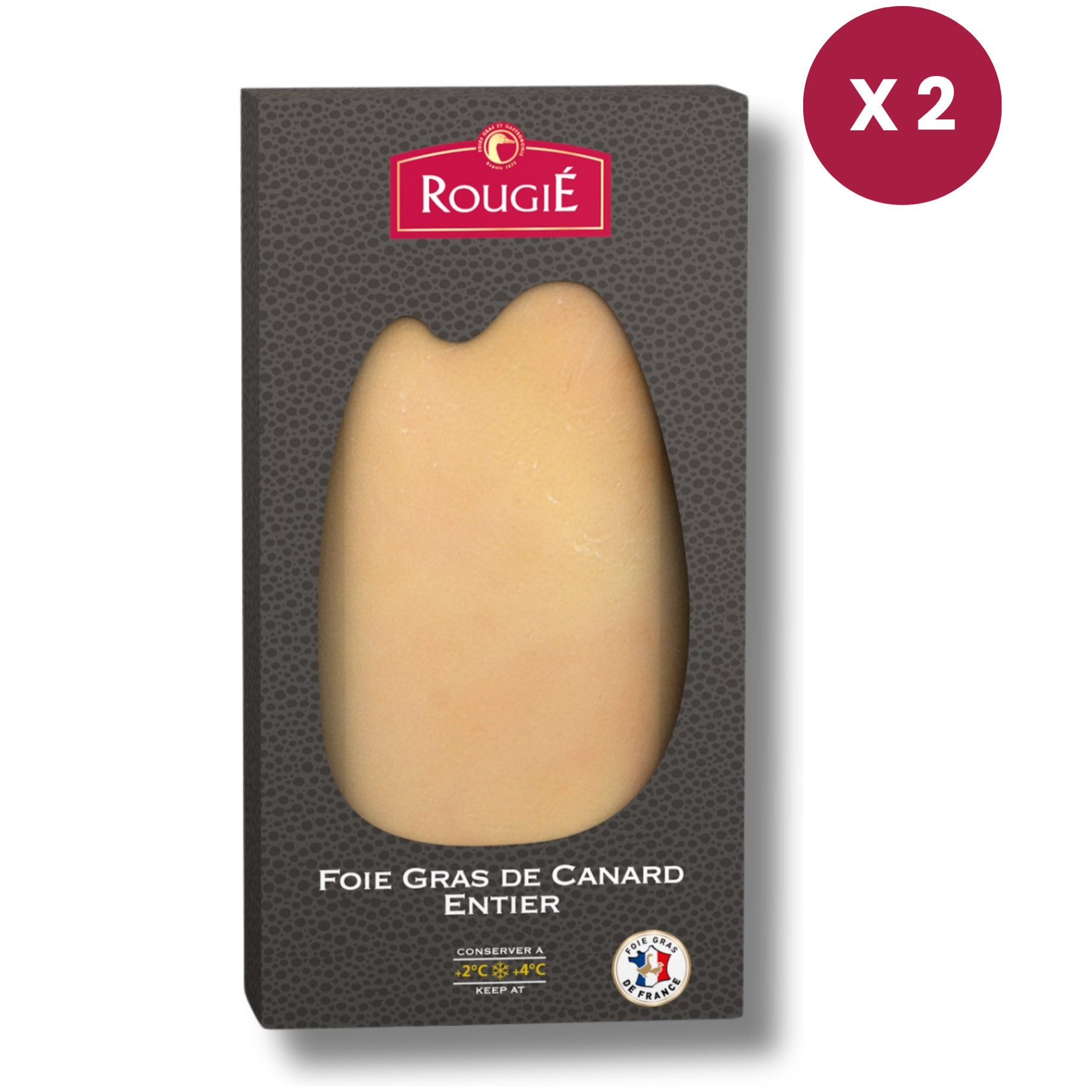 Lot de 2 - Foie Gras de Canard entier Coque 350g - mi-cuit