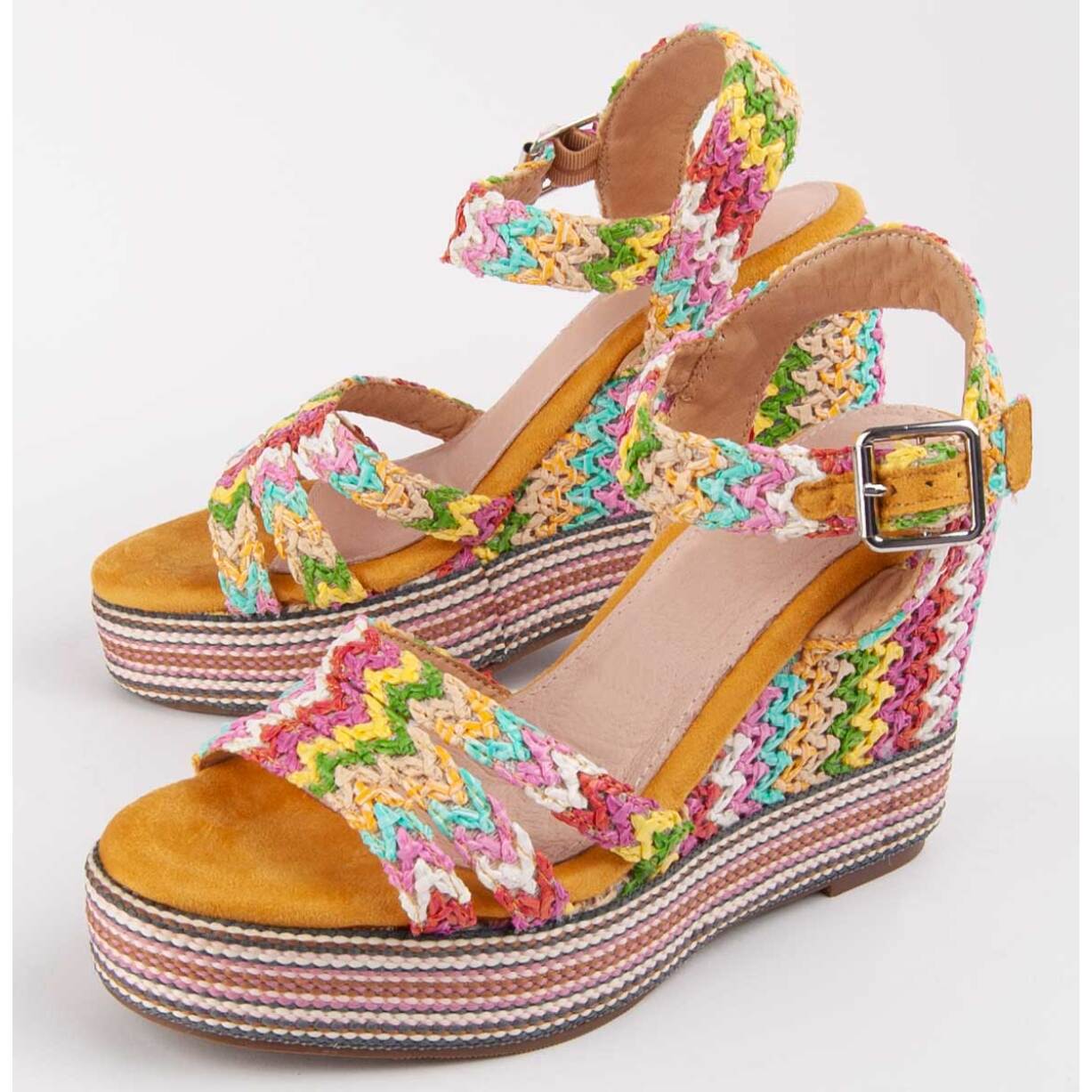 Sandalia De Cuña - Multicolor - Altura: 12 Cm