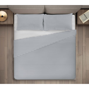 SET LENZUOLA LETTO MATRIMONIALE DIS.STRIPES GREY LINEA N.