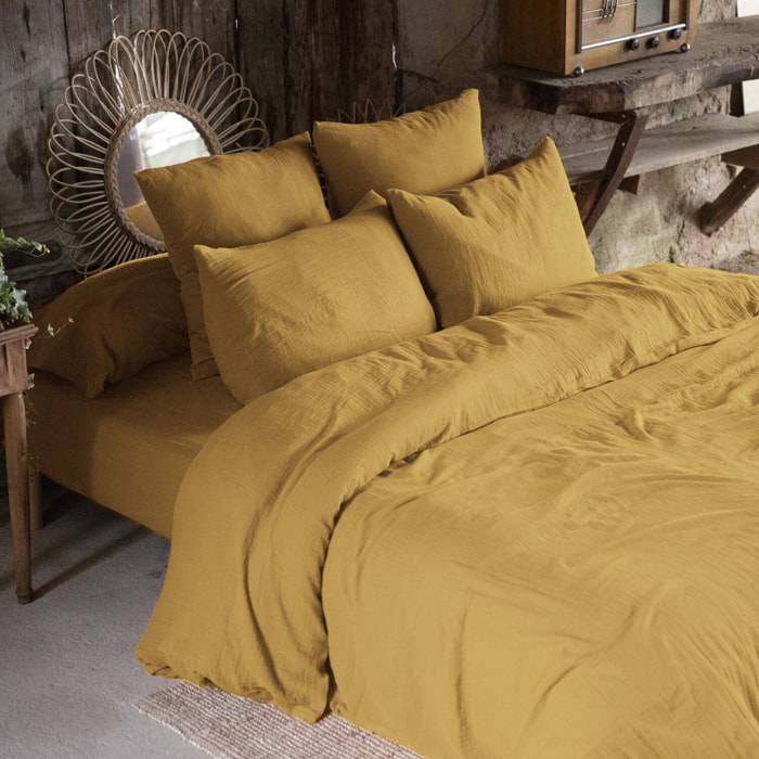 Housse de couette 100% gaze de coton safran
