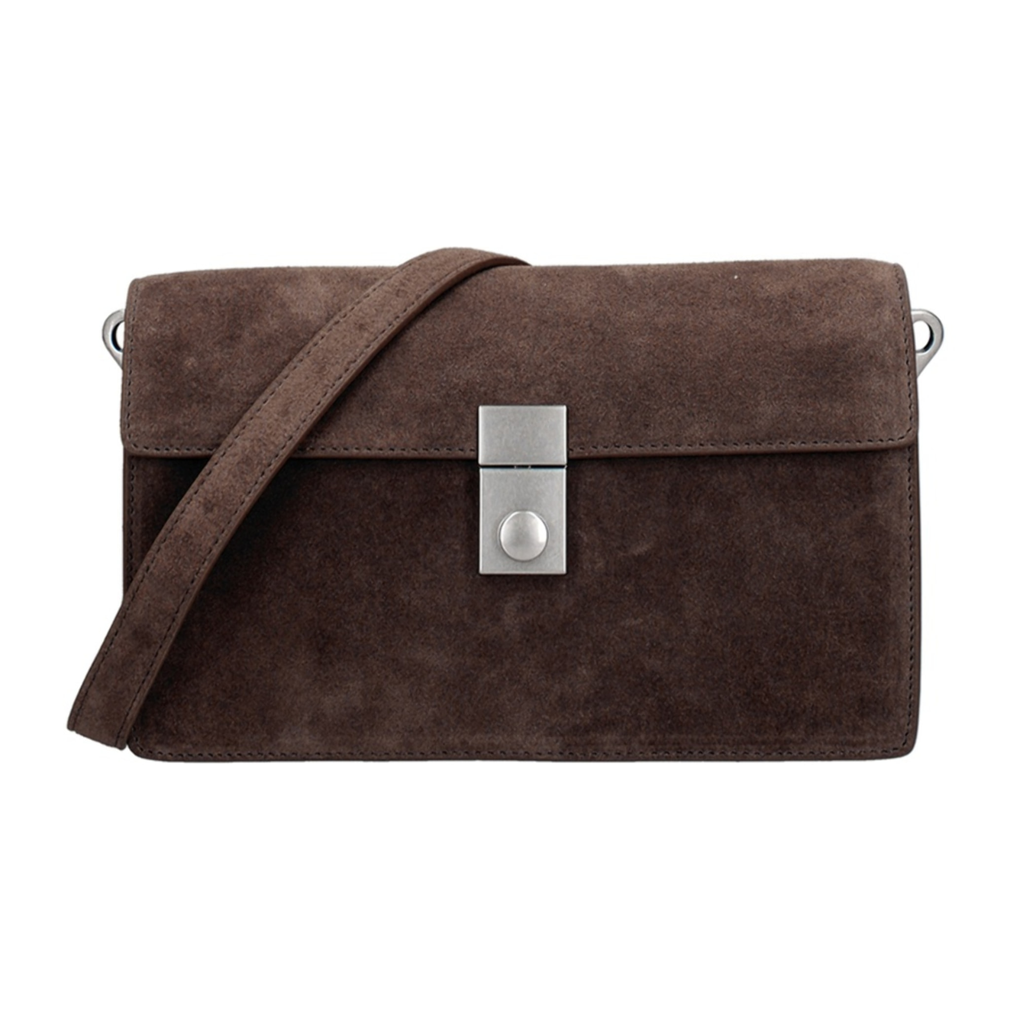 Borsa a tracolla da donna Made in Italy - Celeste Prime - Pelle scamosciata - 24.0 x 15.0 x 7.0 cm