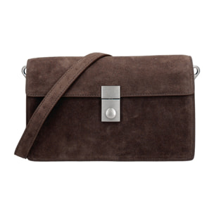 Borsa a tracolla da donna Made in Italy - Celeste Prime - Pelle scamosciata - 24.0 x 15.0 x 7.0 cm