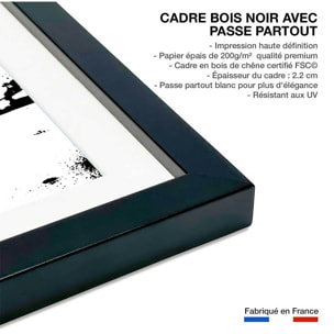 Poster landes lou surfou Affiche + cadre en bois - Noir