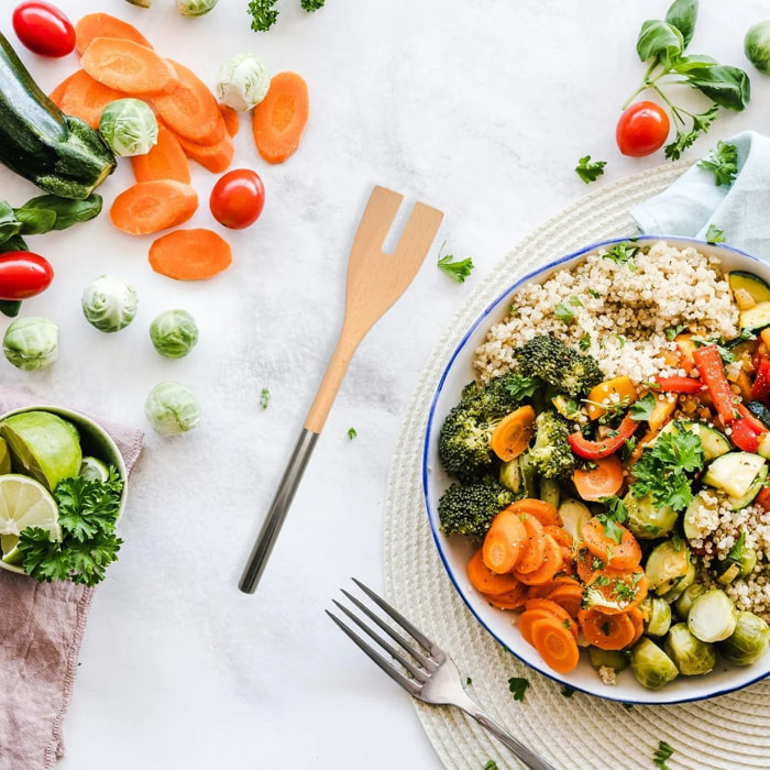 Fourchette à salade verte en bois 34 cm Fackelmann Boissellerie