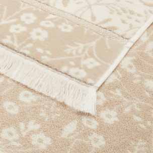 Toalla rizo jacquard flores Miflo color marron beige 100% Algodón