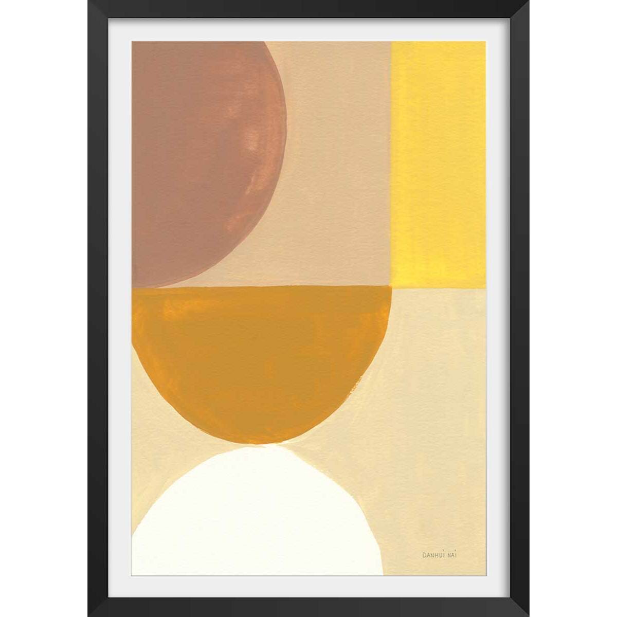 Affiche Soleil retro 50's Affiche + cadre en bois - Noir