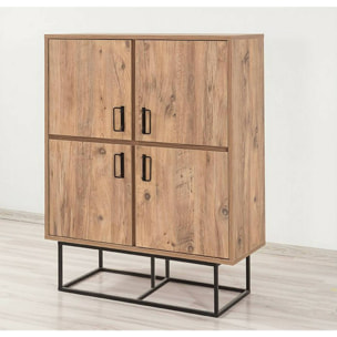 Credenza Dfagg, Buffet da soggiorno, Madia da salotto, Dispensa da cucina, 93x36h115 cm, Quercia e Nero