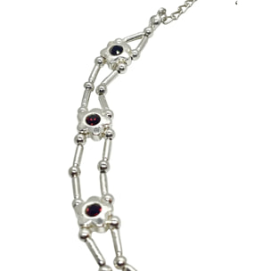 Gargantilla flores Sw en siam plata 10µ