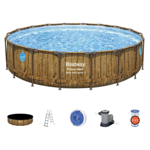 Piscine tubulaire ronde Ø 5,49 x 1,22 m aspect bois POWER STEEL SWIM VISTA de Bestway