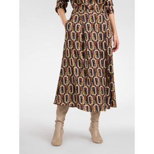 Elena Mirò - Gonna midi stampata - Marrone