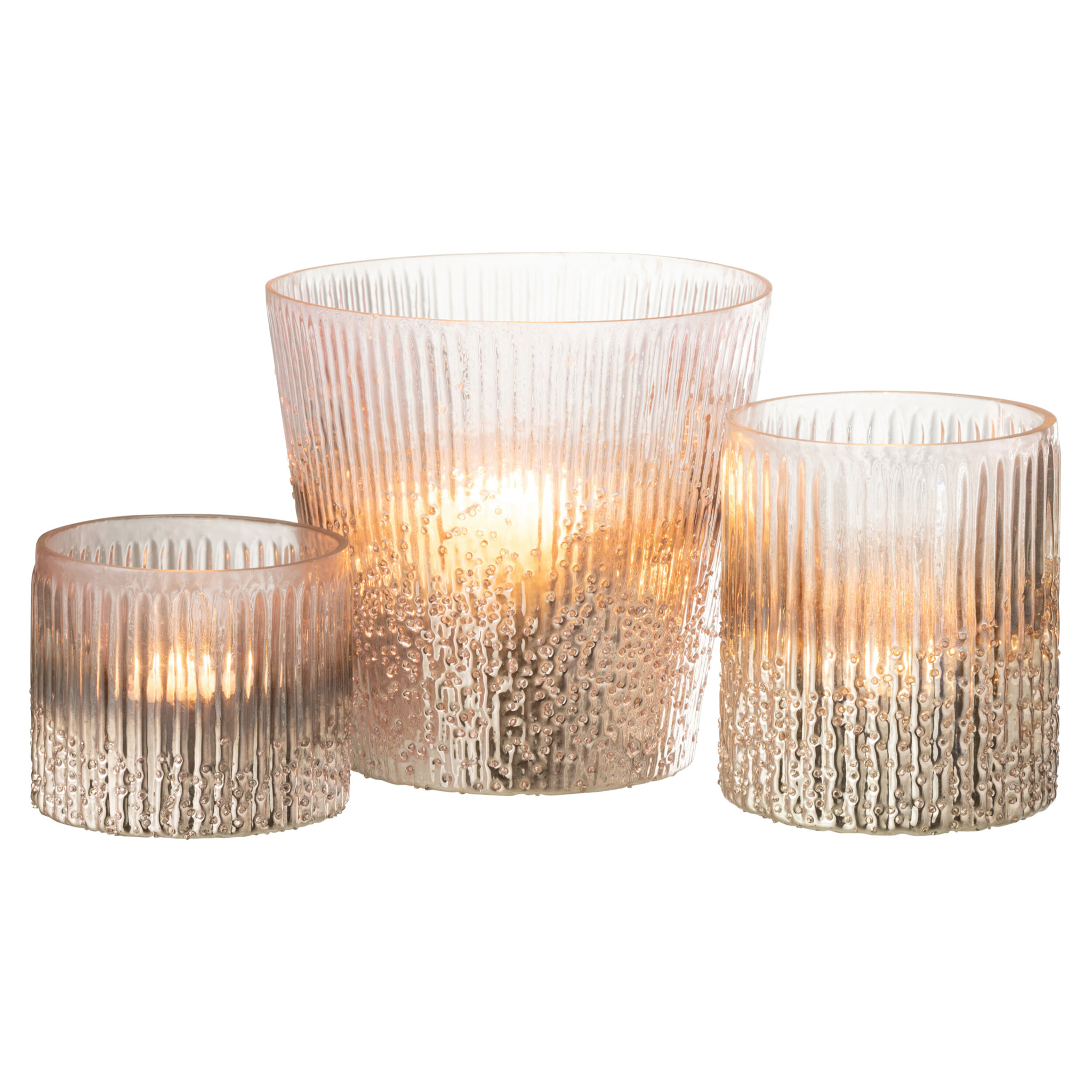 J-Line photophore Cotelé - verre - rose - large