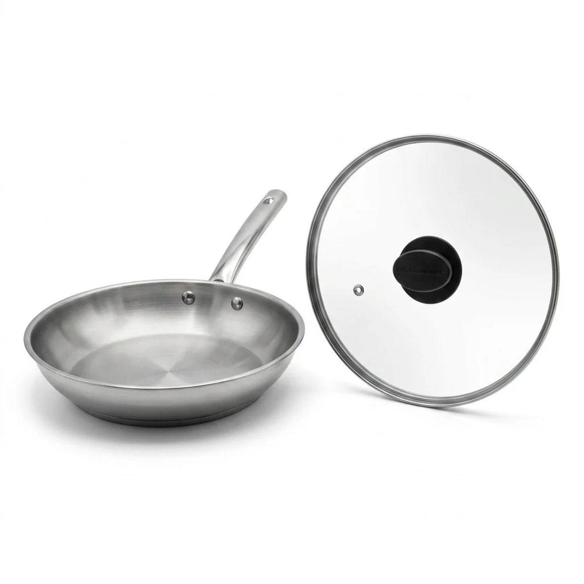 Poêle à frire inox 24 cm et couvercle de cuisson en verre Fackelmann Rhona