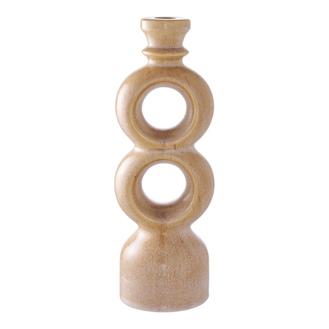 Portacandela in ceramica marrone alto 10x9x30 cm
