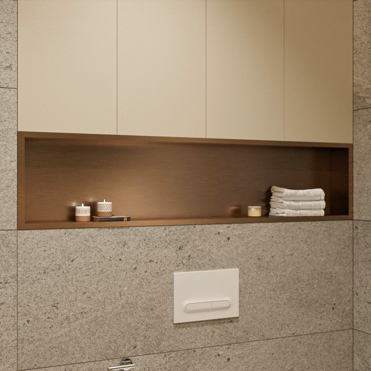 Timeless Niche de Douche à encastrer, Acier Inoxydable 304, 119x26x10cm, Cuivre brossé PVD